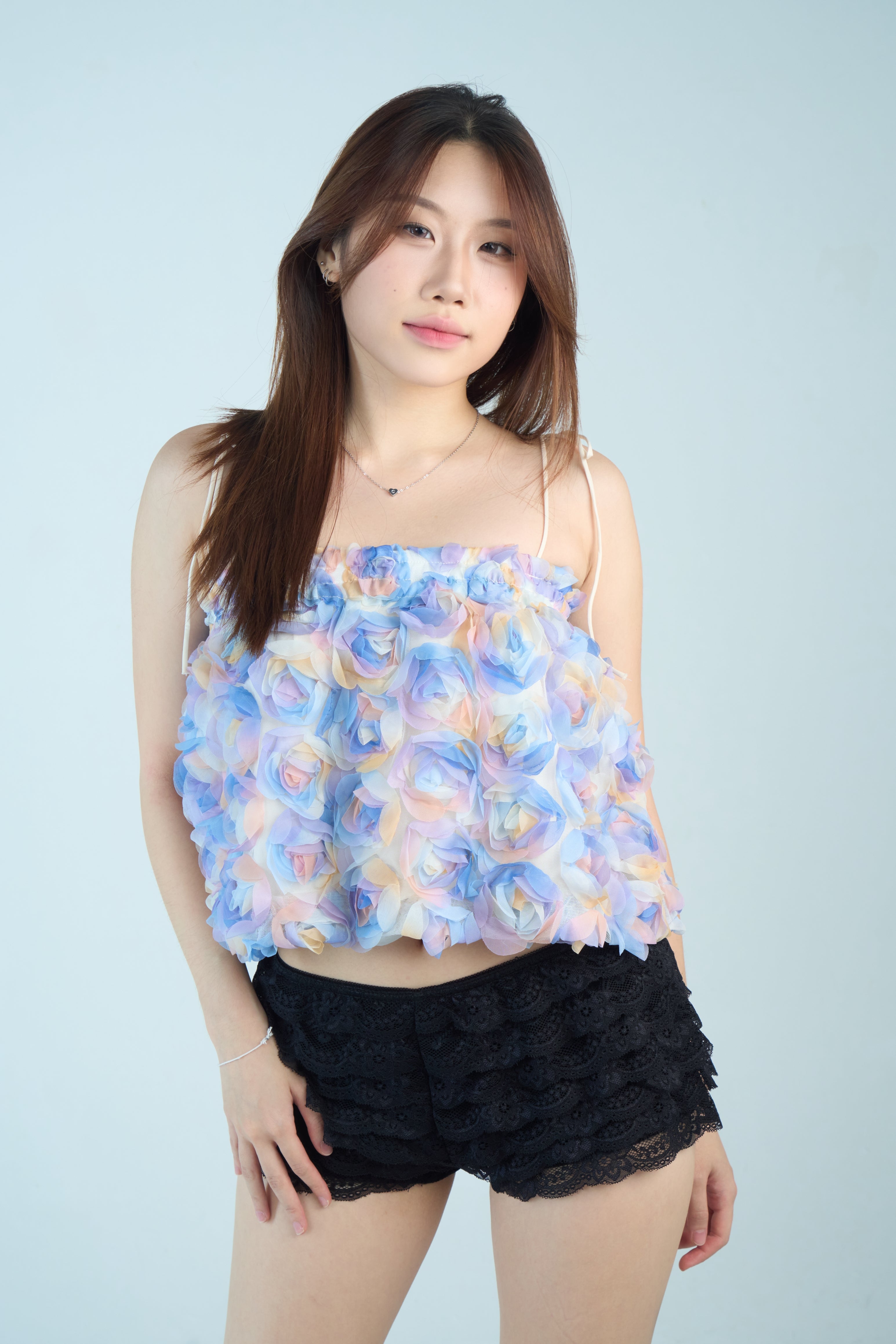Blue Floral 2-in-1 Top/Skirt