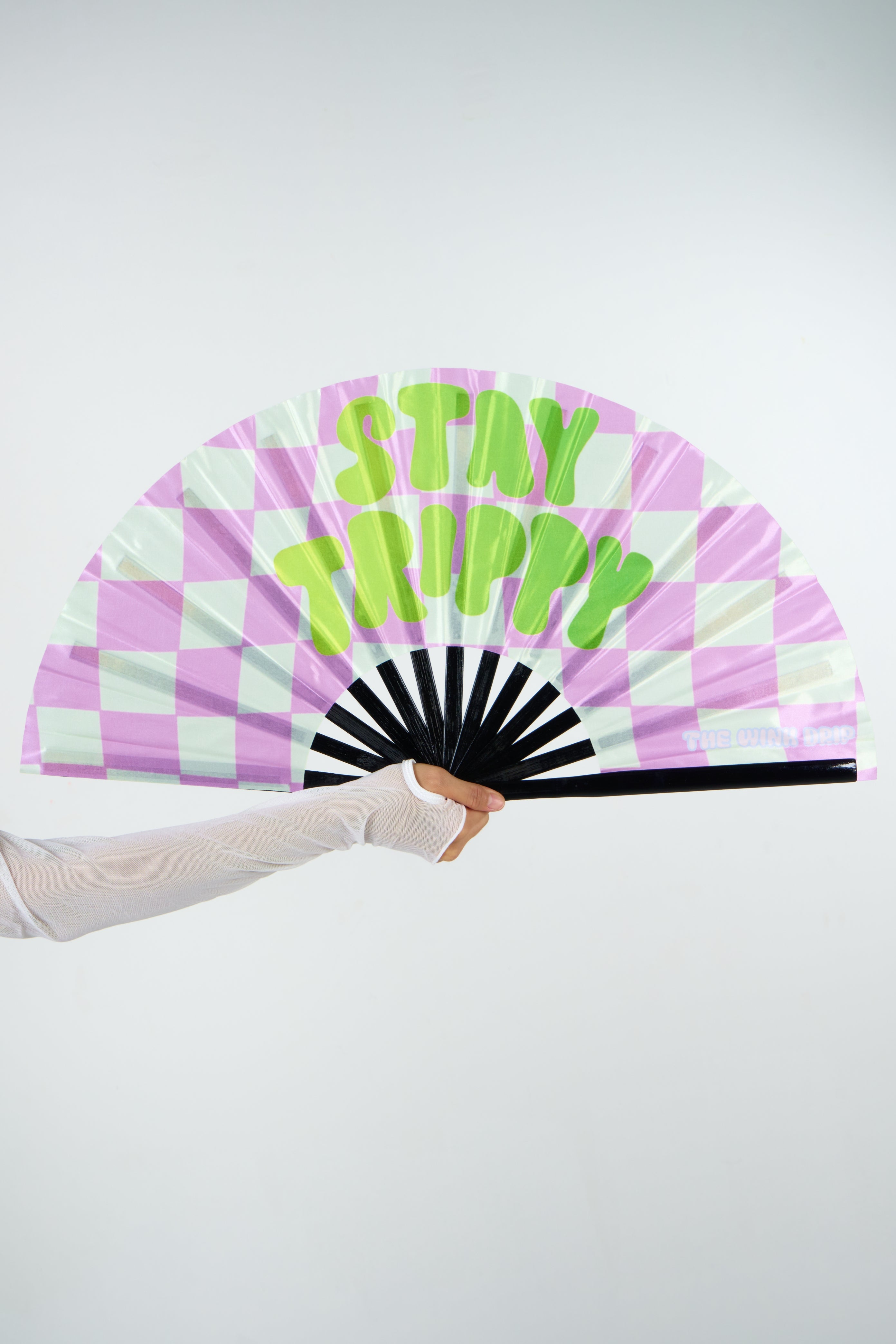 Stay Trippy Reflective Hand Fan