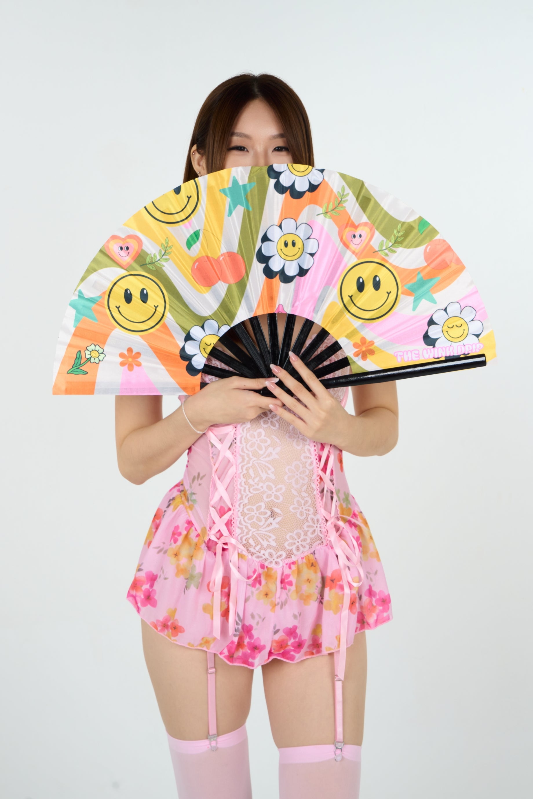 Sweet Smiley Reflective Hand Fan
